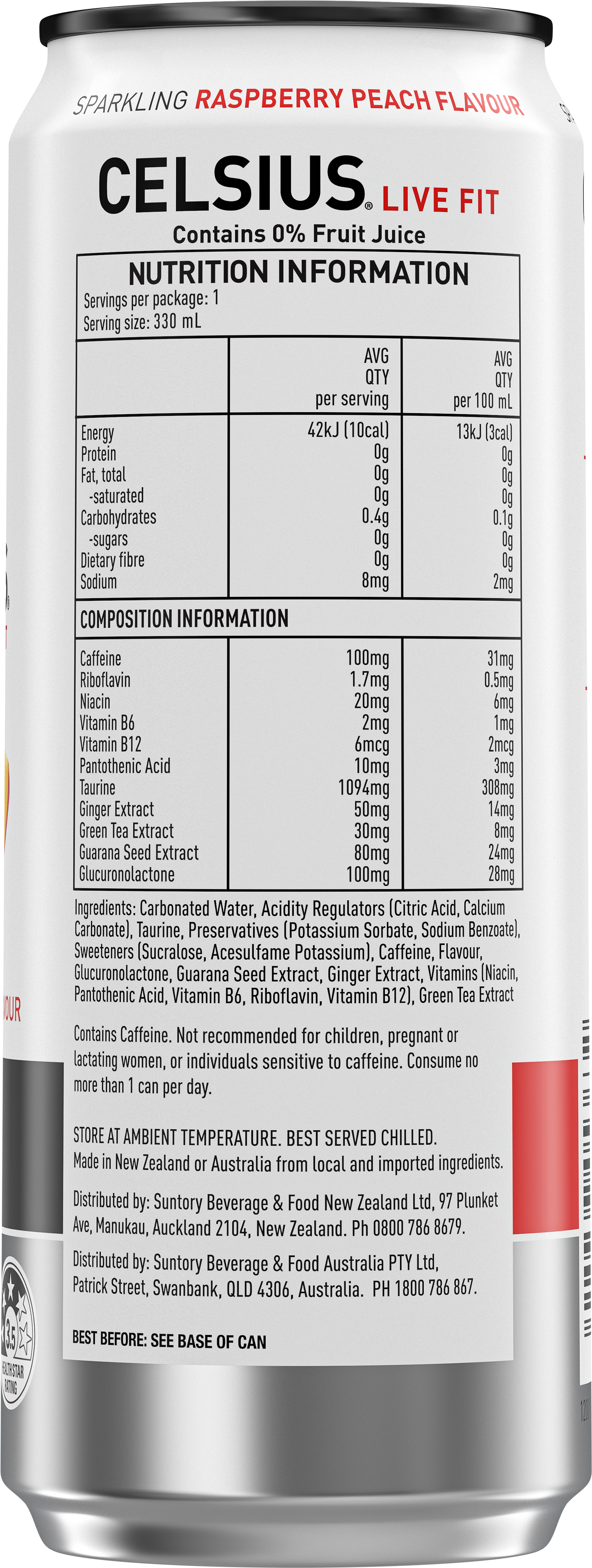 Sparkling Raspberry Peach – Product's Back Label